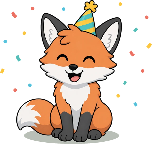 Foxy celebrating
